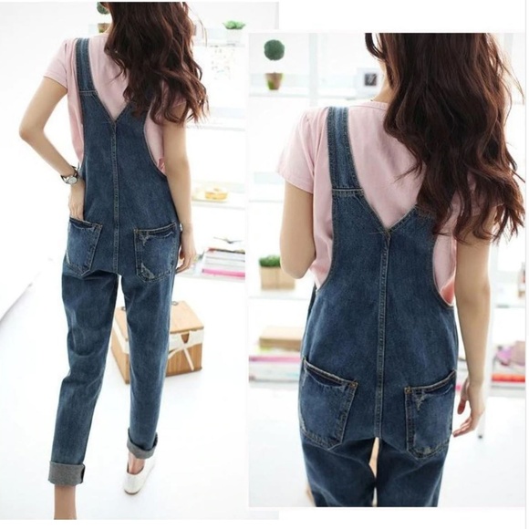 NWT OVERSIZED Distressed Denim Overalls - 2 LEFT - Picture 5 of 5